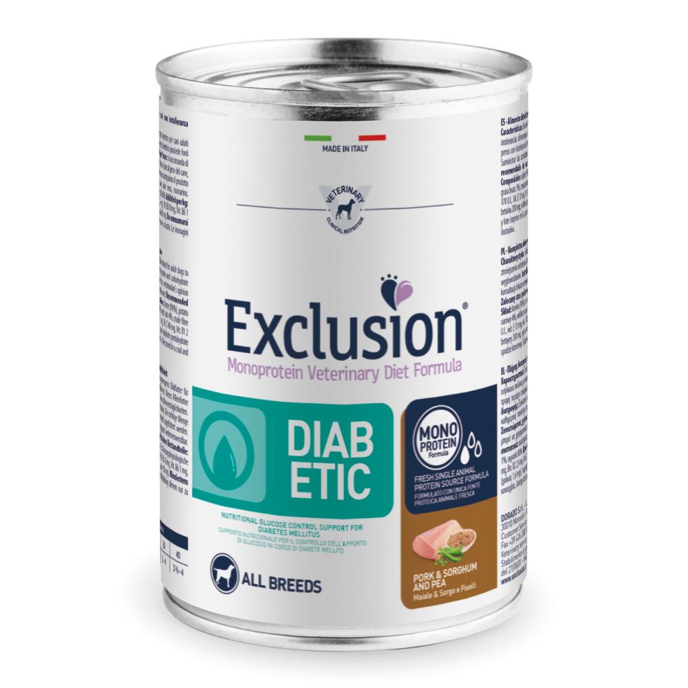 Exclusion Veterinary Diet Diabetic All Breeds Alimento Umido Dietetico per Cani 400 g