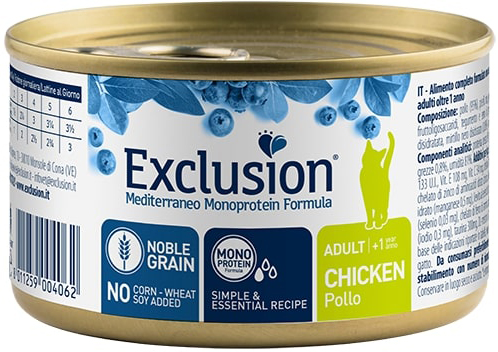 Exclusion Gatto Mediterraneo Adulto Pollo Lattina 85 Gr