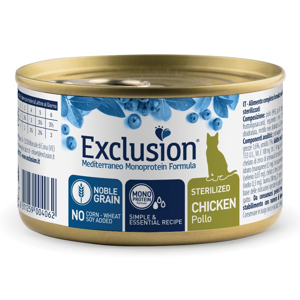 Exclusion Gatto Mediterraneo Adulto Sterilizzato Pollo Lattina 85 Gr