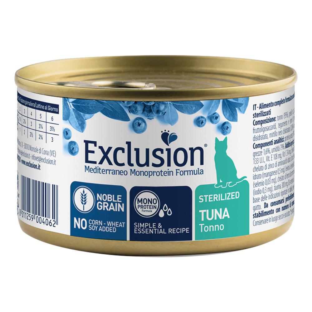 Exclusion Gatto Mediterraneo Adulto Sterilizzato Tonno Lattina 85 Gr