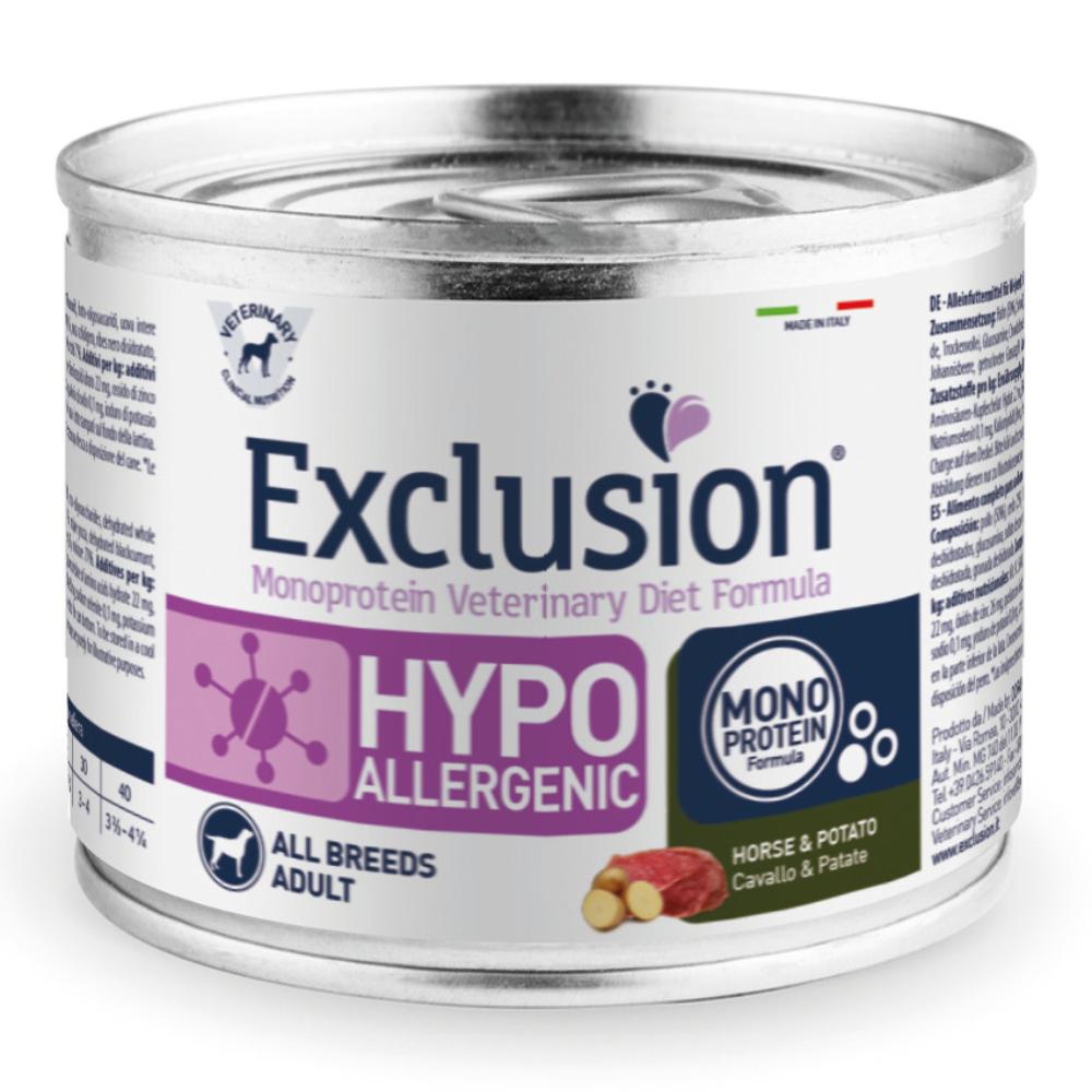 Exclusion Cane Diet Hypoallergenic Adulto All Breeds Cavallo &amp; Patate Lattina 200 Gr