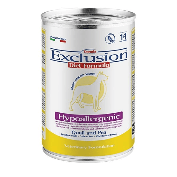 Exclusion Veterinary Diet Formula Hypoallergenic Per Cani Quaglia/Piselli Lattina 200Gr — confronto prezzi