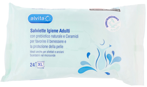 Alvita Salviette Detergenti e Purificanti Adulti, 24 salviettine