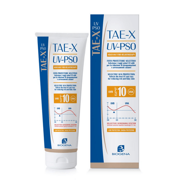 Biogena Tae X UV PSO Fotoprotettore Solare Per Pelle con Psoriasi SPF 10 100 ml