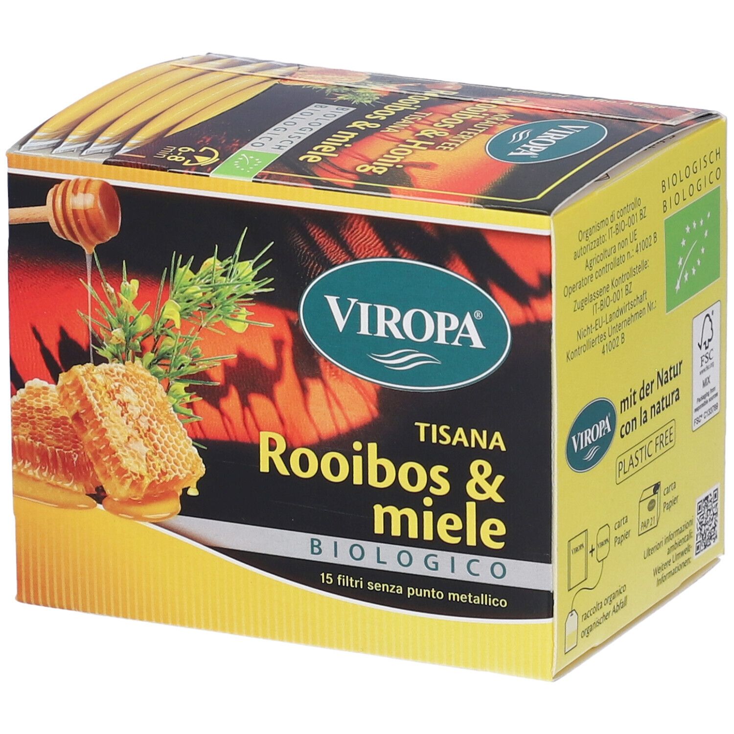Viropa Tisana Rooibos&Miele Biologico Filtri 30 g Bustine filtro
