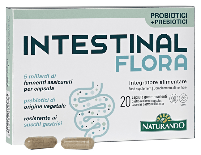 Naturando Intestinal Flora 20 Capsule Probiotico per Equilibrio della Flora Intestinale