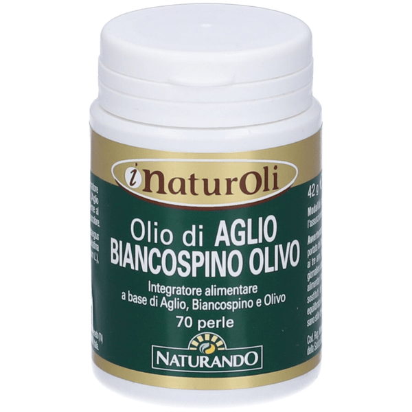 Naturando Olio Aglio Biancospino e Olivo 70 Perle Integratore per Pressione e Colesterolo