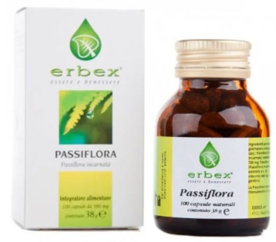 Erbex - Passiflora 100 capsule 380mg: Integratore Alimentare per Rilassamento e Sonno, Favorendo il Benessere Mentale