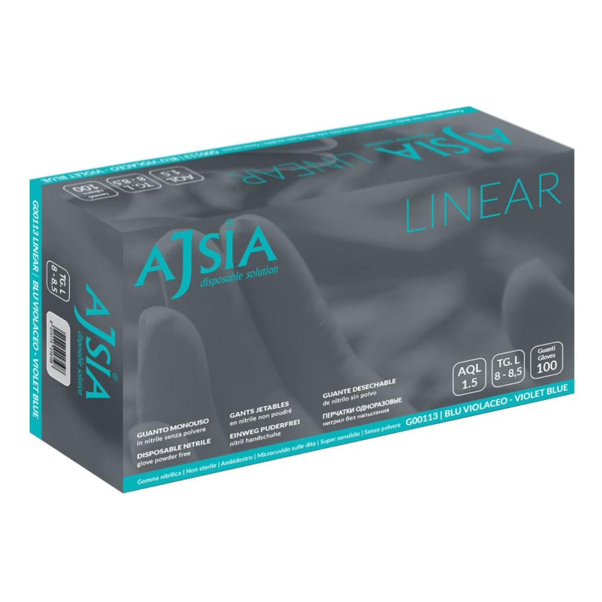 Guanto monouso in nitrile senza polvere ajsia linear blu violaceo medium 100 pezzi — confronto prezzi