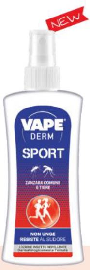 Vape Derm Sport | Lozione Repellente Zanzare e Zecche Resistente al Sudore | 100ml