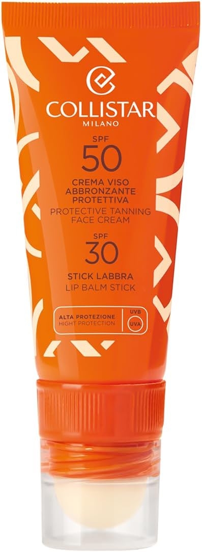 Collistar Duo Crema Viso Abbronzante Protettiva Spf 50 + Stick Labbra Spf 30 20ml