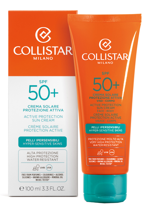 Collistar Crema Solare Protezione Attiva SPF50+ per Pelli Ipersensibili, 100ml