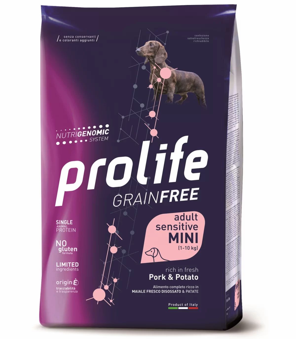 Prolife Crocchette per cane grain free adult sensitive maiale e patate mini 2 kg