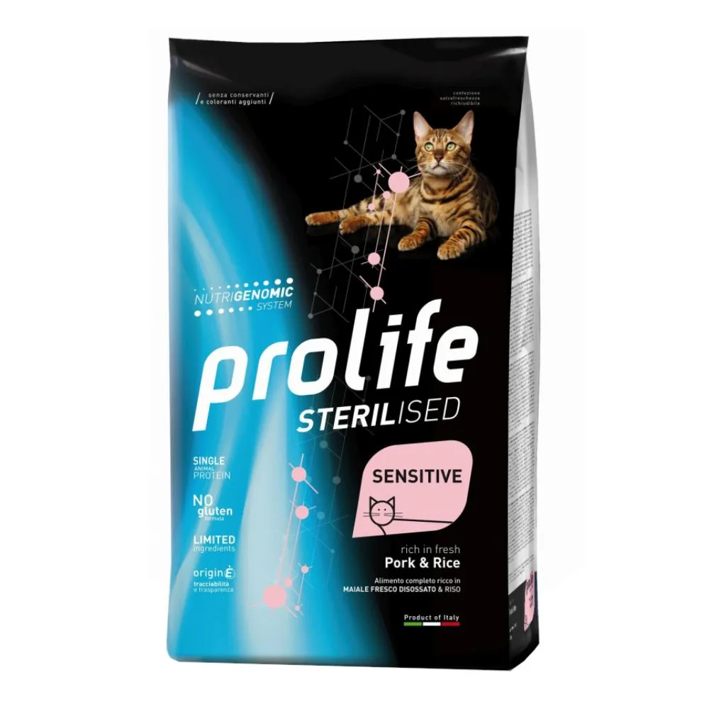 PROLIFE GATTO STERILISED SENSITIVE MAIALE RISO 400GR