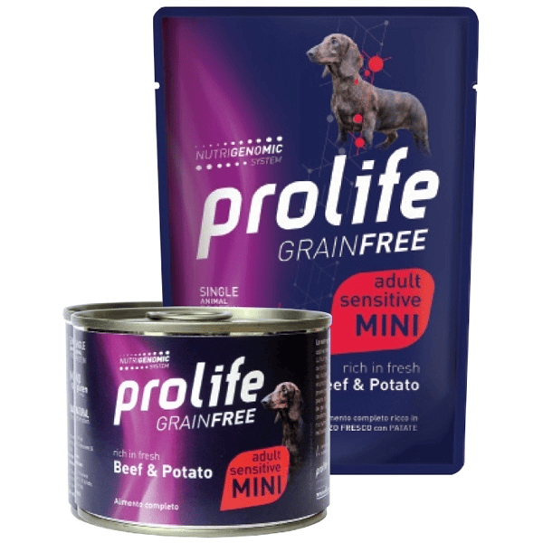 Prolife cane grainfree sensitive mini adult manzo e patate bustina da 100 grammi — confronto prezzi