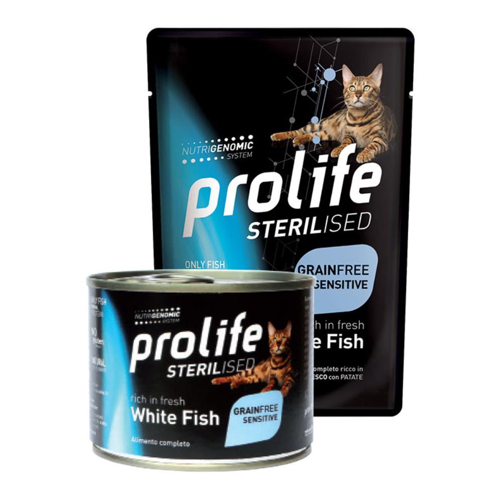 PROLIFE GATTO STERILISED SENSITIVE GRAIN FREE ADULT PESCE BIANCO 85GR (bustina)