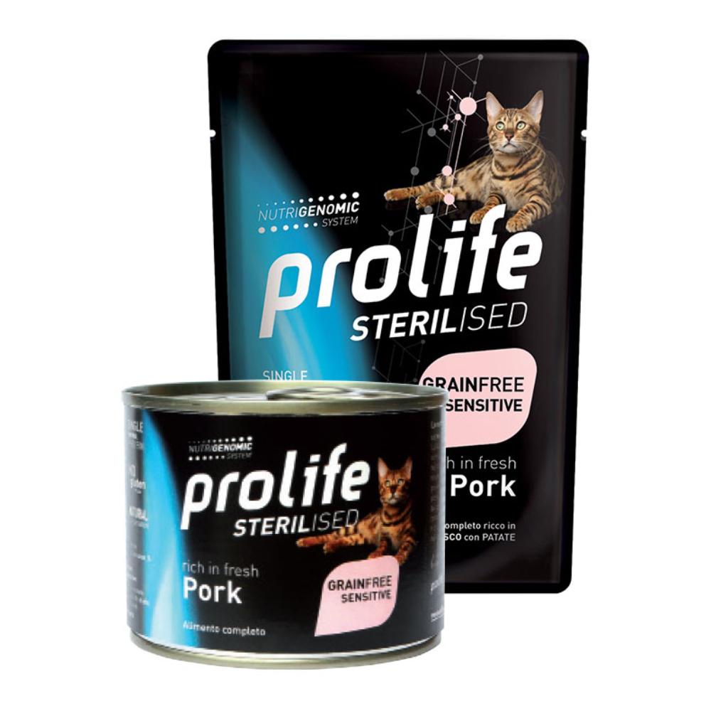 Prolife Gatto Sterilised Sensitive Adulto Maiale &amp; Riso Busta 85 Gr