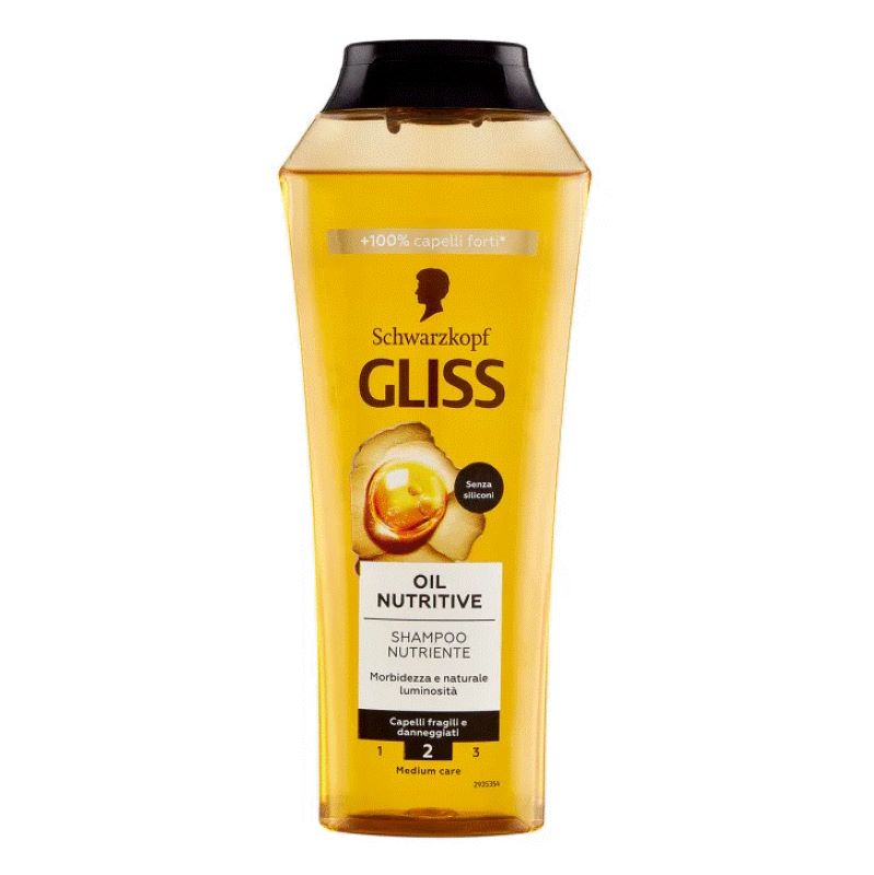SCHWARZKOPF - Gliss Olio Nutriente - Shampoo Nutriente per capelli fragili e sfibrati 250 Ml
