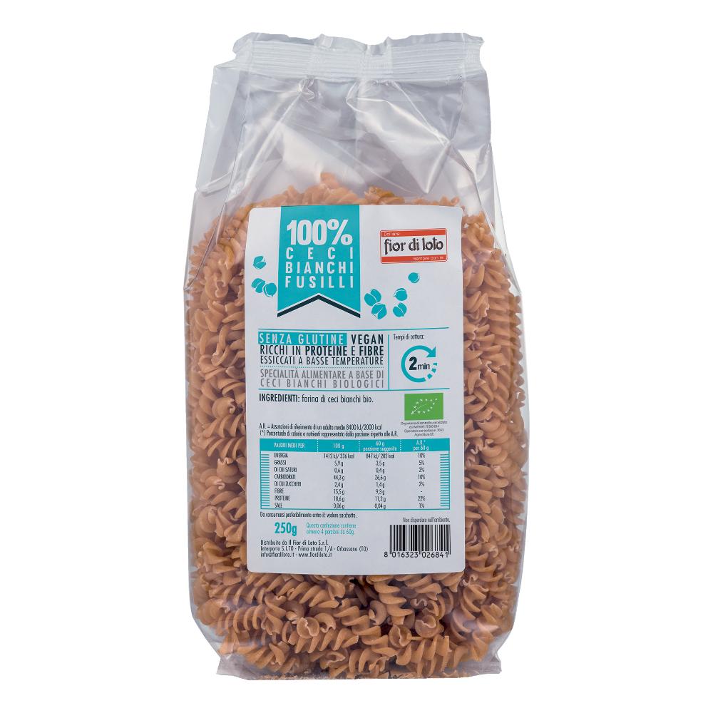 Fior di Loto Fusilli di ceci bianchi bio senza glutine per la dieta vegana, 250 g