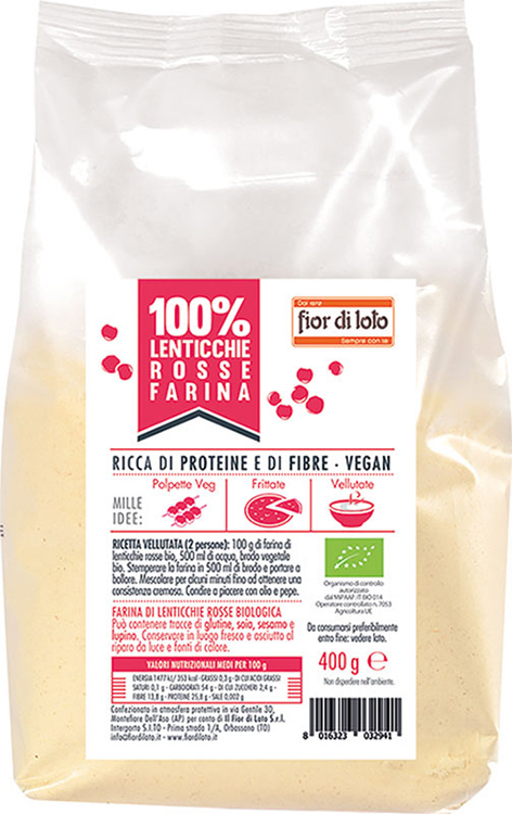 Fior di loto farina di lenticchie rosse bio 400 g