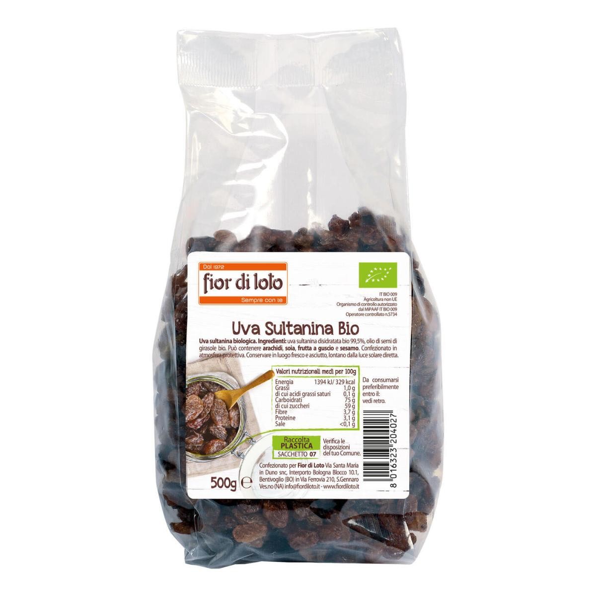 Fior Di Loto Uvetta Sultanina Biologica 500 g — confronto prezzi