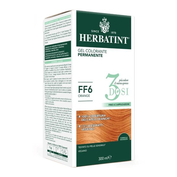 Herbatint Gel Colorante Permanente per Capelli 3 Dosi FF6 Orange 300 ml Tintura