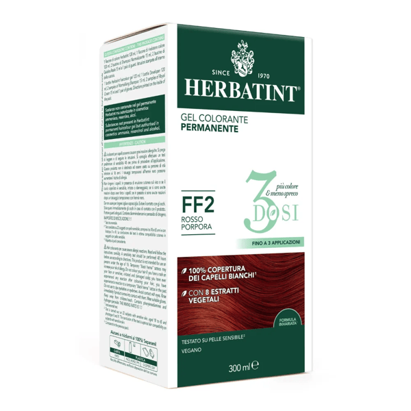 Herbatint Tintura Capelli Gel Permanente 3Dosi FF2 Rosso Porpora 300 ml