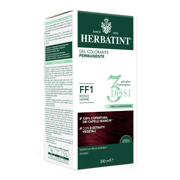 Herbatint Gel Colorante Permanente per Capelli 3 Dosi Rosso Henne 300 ml Tintura