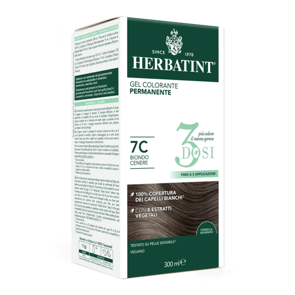 Herbatint Tintura Capelli Gel Permanente 3Dosi 7C Biondo Cenere 300 ml