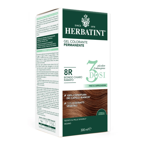 Herbatint Tintura Capelli Gel Permanente 3Dosi 8R Biondo Chiaro Ramato 300 ml
