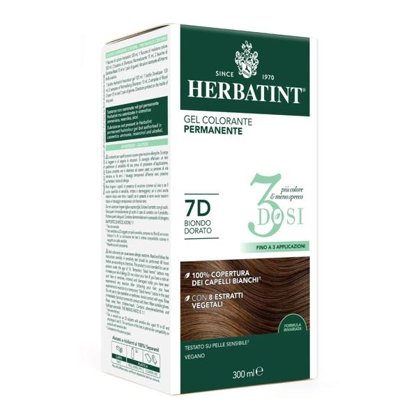 Herbatint 3 Dosi Gel Colorante Permanente 7d Biondo Dorato 300ml
