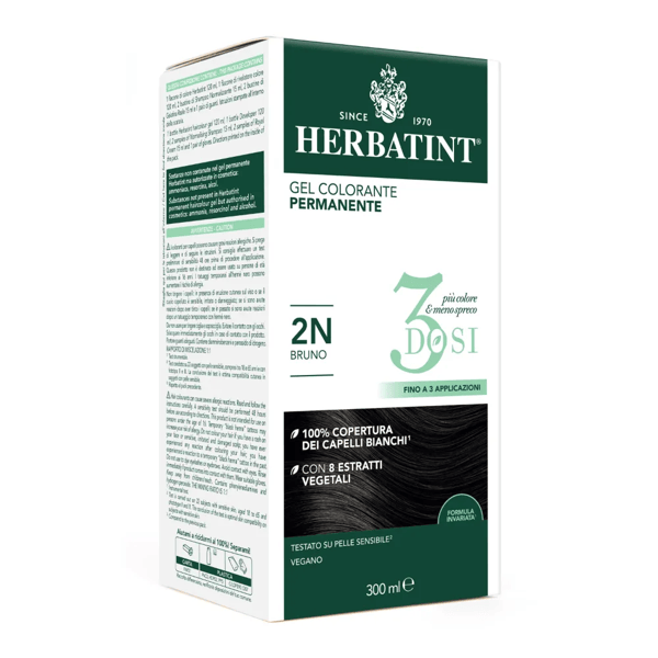 Herbatint Tintura Capelli Gel Permanente 3Dosi 2N Bruno 300 ml