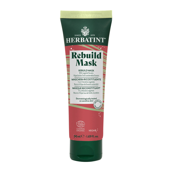 Herbatint Maschera Biologica Ristrutturante, Nutritiva e Protettiva Rebuild Mask, formato da viaggio 50 ml