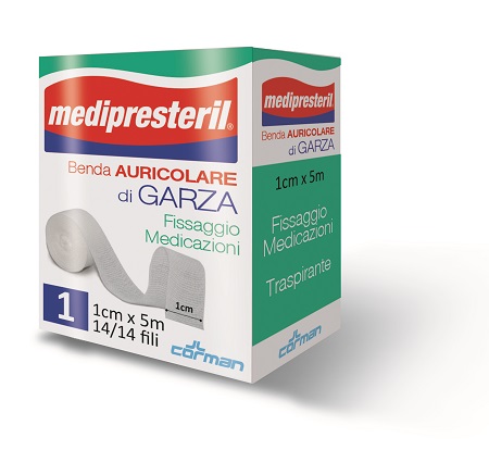 Benda auricolare garza medipresteril 12/8 fu 2x500cm