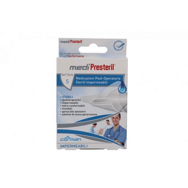 MediPresteril Medicazione Post Operatoria Impermeabile Sterile 7,5x5cm 5 Pezzi