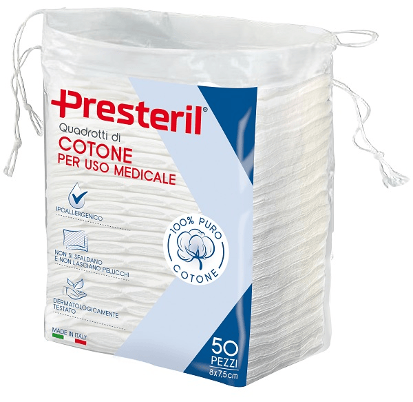 Presteril Quadretti di Cotone Per Uso Medicale 50 Quadretti da 8x7,5 cm — confronto prezzi