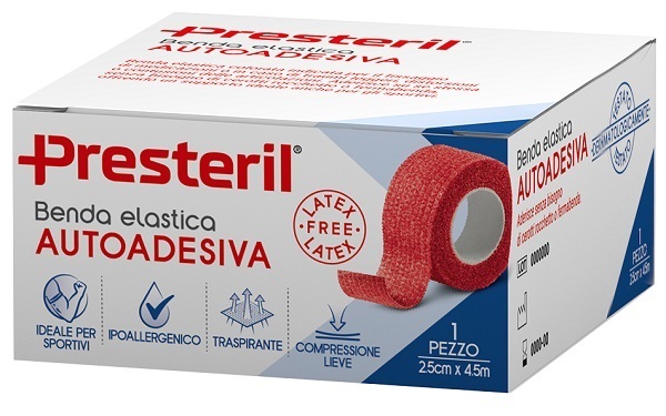 Presteril Benda Elastica Autoadesiva 2,5cm x 4,5m colore Rosso