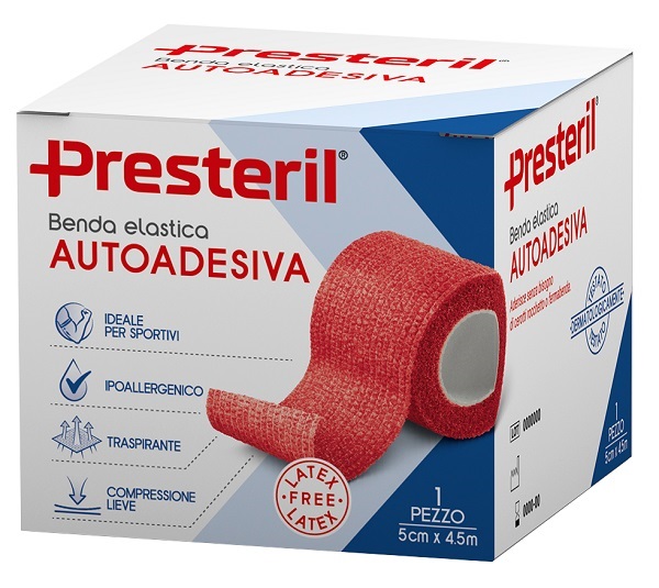 Presteril Benda Elastica Autoadesiva 5cm x 4,5m colore Rosso