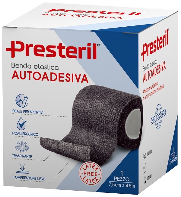 Presteril Benda Elastica Autoadesiva 7,5cm x 4,5m colore Nero