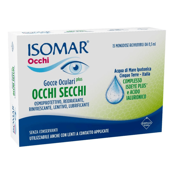 Isomar Occhi Plus Monodose Gocce Oculari Occhi Secchi 15 Flaconcini Monodose