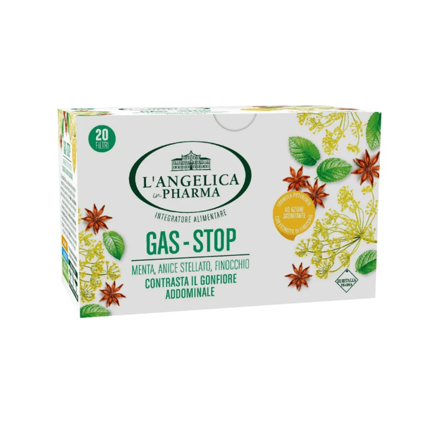 L'Angelica Tisana Gas Stop Contrasta il Gonfiore Addominale con Menta, Anice Stellato e Finocchio 20 Filtri — confronto prezzi