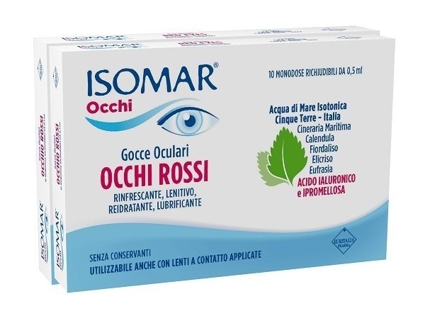 Isomar Occhi Rossi Collirio Con Acido Ialuronico Per Secchezza Oculare 20 Fialette