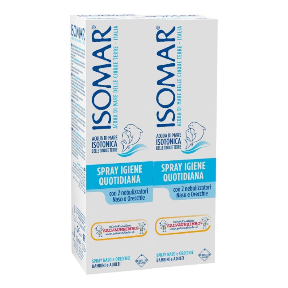Isomar Spray Igiene Quotidiana Soluzione isotonica per la pulizia di naso e orecchie, 2 flaconi da 100 ml