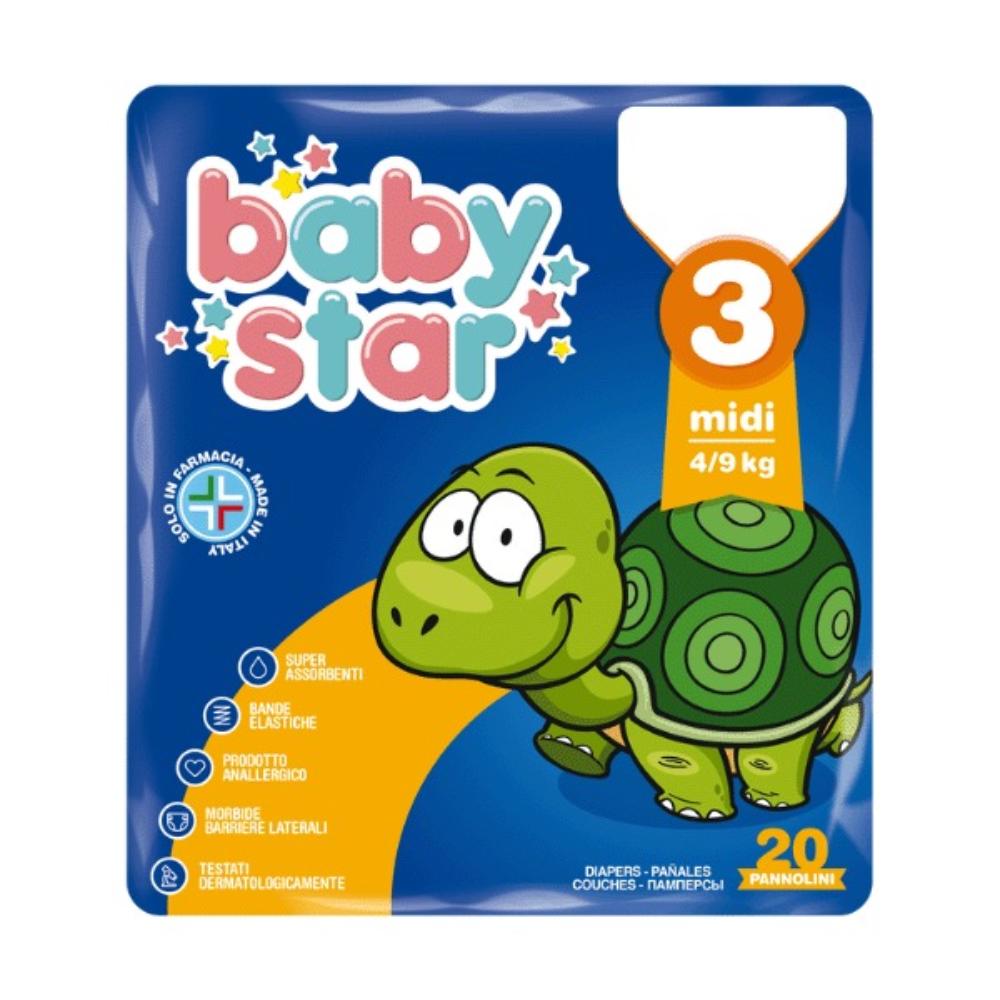 Pannolino Per Bambino Farvima Babystar Midi 4/9kg 20 Pezzi Taglia 3 — confronto prezzi