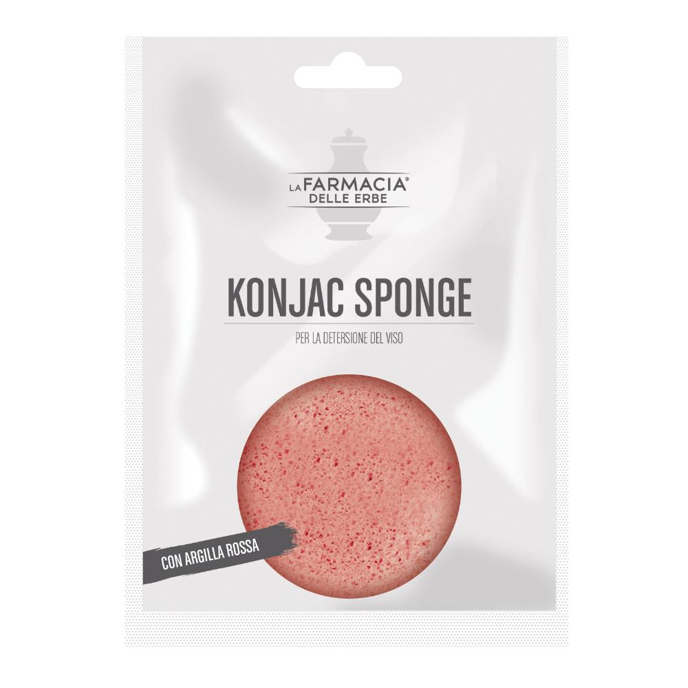 Farmacia delle Erbe Konjac Sponge con Argilla Rossa Spugna Detergente, 1 Pezzo