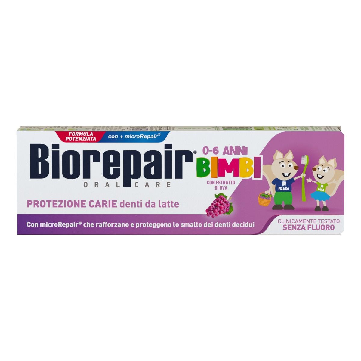 Biorepair Kids Dentifricio Anti-Carie 0/6 Anni al gusto d'Uva, 50ml