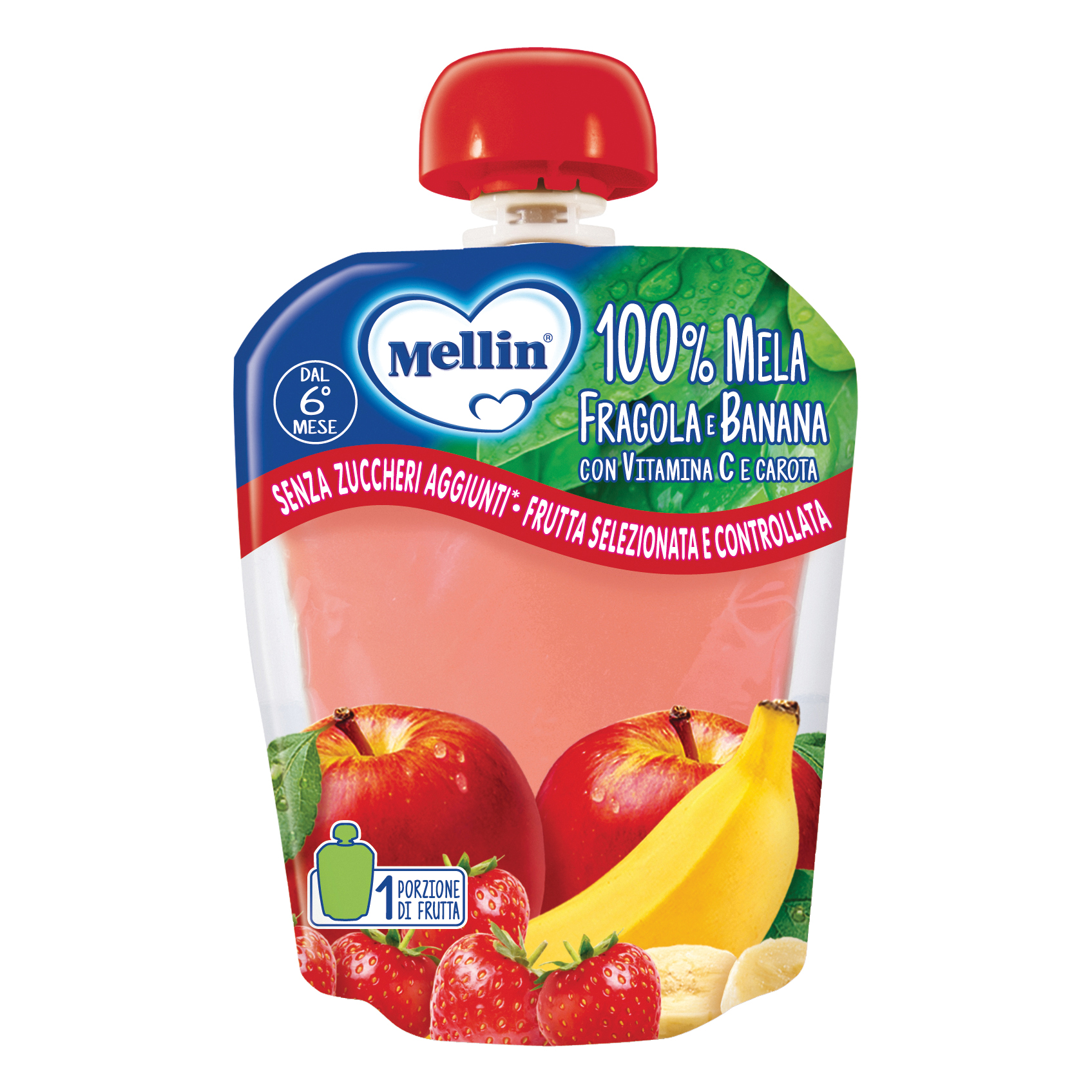 Mellin 100% mela fragola banana 90 g
