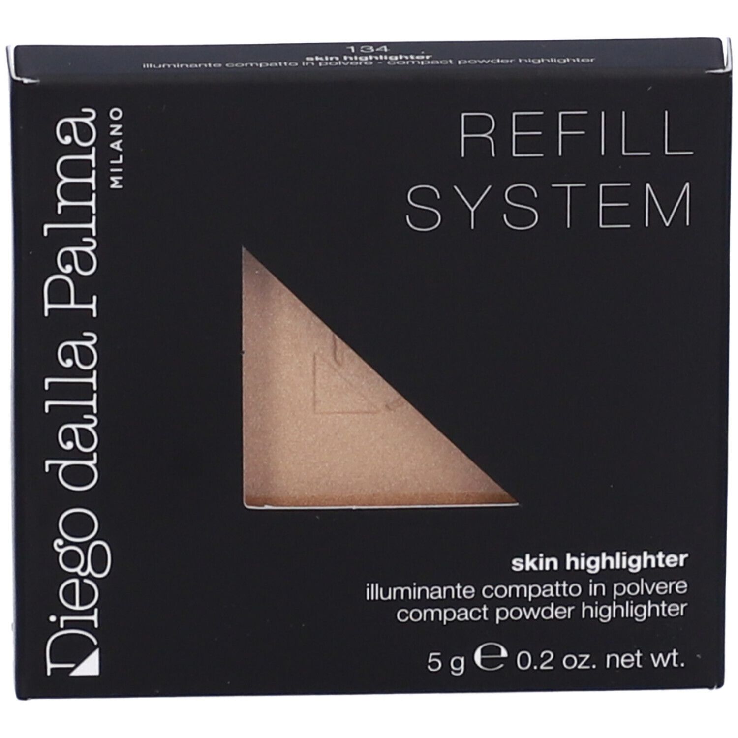 Diego Dalla Palma Skin Highlighter Illuminante Compatto in Polvere Refill Colore 134 Sabbia Dorato 1 pz Make up