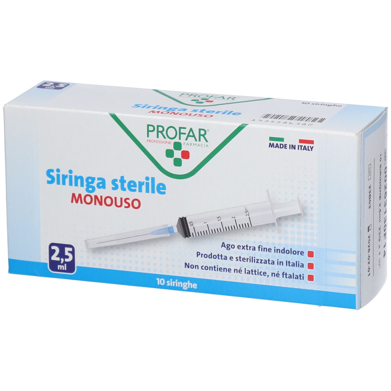 PROFAR® Siringa Sterile Monouso 2,5 ml Con Ago 1 pz Siringhe — confronto prezzi
