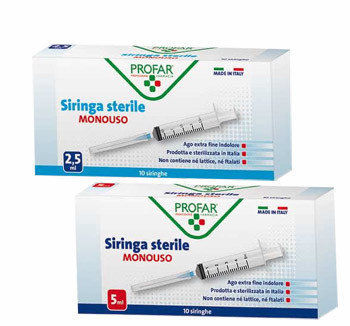 PROFAR® Siringa Sterile Monouso 5 ml Con Ago 1 pz Siringhe — confronto prezzi